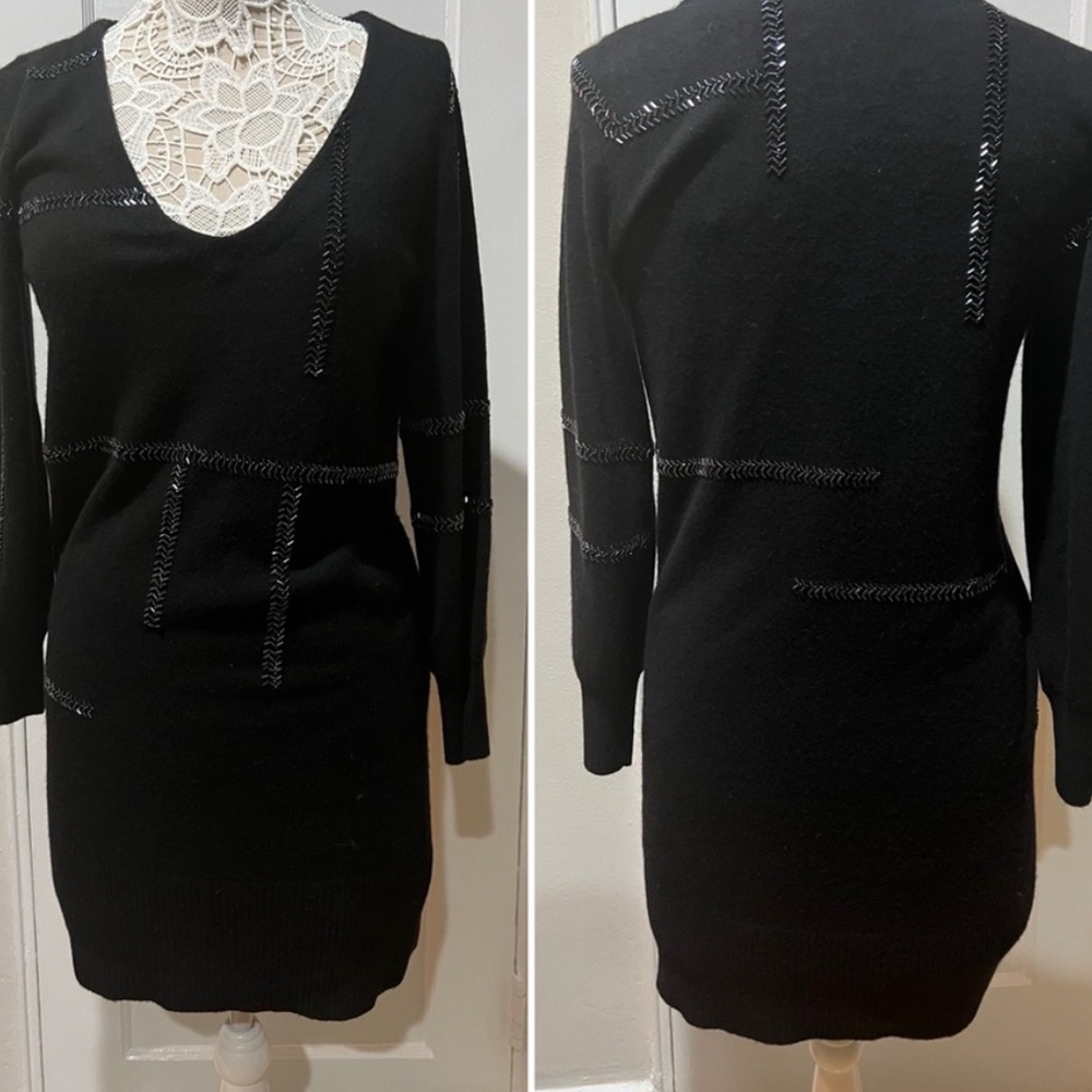 Joie black beaded sweater dress M ASO Gossip Girl Serena Van Der Woodsen